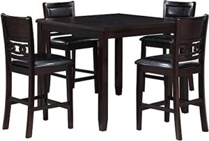 new classic furniture gia 5-piece table with four chairs, inch, 42" counter set, ebony