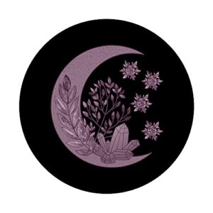 Witchcore Crescent Moon Crystal Flowers Dark Goth Witch PopSockets Swappable PopGrip