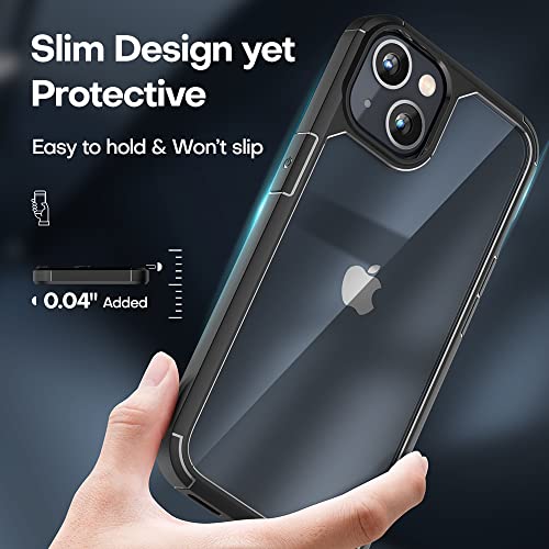 TAURI [5 in 1 Defender Designed for iPhone 13 Case 6.1 Inch, with 2 Pack Tempered Glass Screen Protector + 2 Pack Camera Lens Protector [Military Grade Protection] Shockproof Slim Thin Black