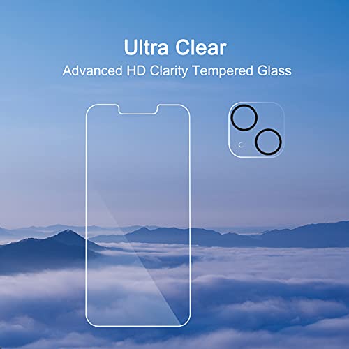 Ailun 2 Pack Screen Protector for iPhone 13 mini [5.4 inch] Display 2021 with 2 Pack Tempered Glass Camera Lens Protector,[9H Hardness]-HD