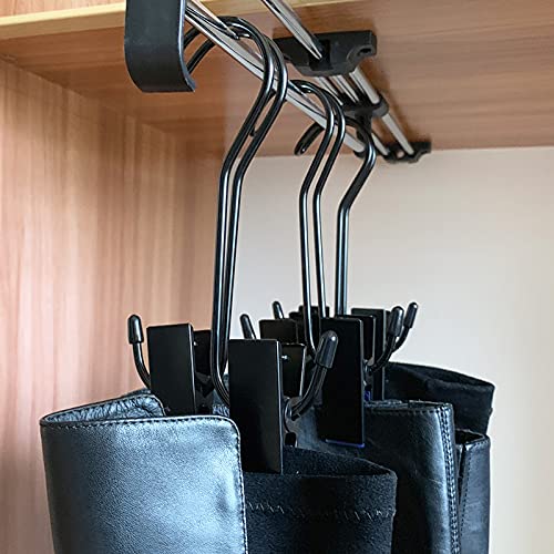 AWOCAN 2PCS Portable Laundry Hook Shoes Clips Stainless Boots Clips Closet Organizer Hangers Clip Travel Home Clothing Trouser Hanger for Shoes, Towel, Socks,Pants, (Black)