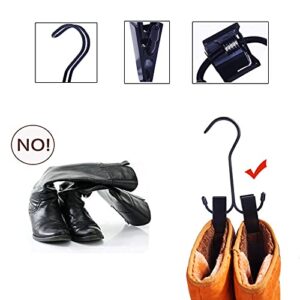 AWOCAN 2PCS Portable Laundry Hook Shoes Clips Stainless Boots Clips Closet Organizer Hangers Clip Travel Home Clothing Trouser Hanger for Shoes, Towel, Socks,Pants, (Black)