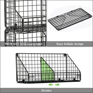 3 Tier Stackable Tea Bag Organizer with 3 Divinder 5 Hooks Metal Wire Basket Snack Rack Holder Countertop Caddy Bin Wall Mount Shelf for Office Kitchen Cabinet Pantry Patent Pending