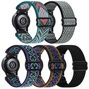 5 pack stretchy nylon watch bands compatible with samsung galaxy watch active 2 bands 40mm 44mm/active 40mm/galaxy watch 3 41mm/galaxy watch 42mm/gear s2/galaxy watch 4/galaxy watch 5 fabric 20mm wristband mzf