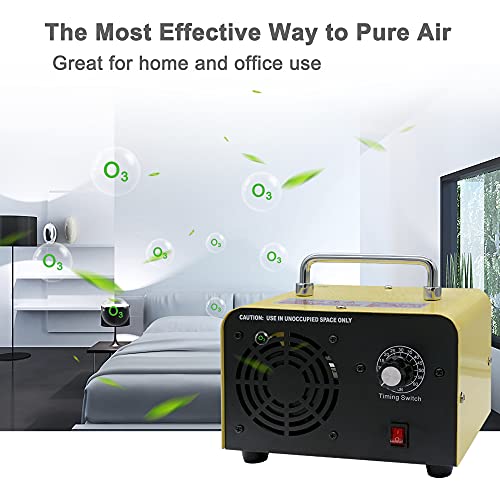 Commercial Ozone Generator 10,000 mg/h, Multipurpose Ozone Machine Odor Removal for Car Smoke, Timing Function & Carry Handle, Industrial O3 Air Purifier for Home Room, Basement (Yellow)