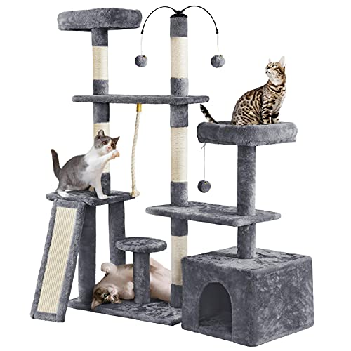 Yaheetech Multi-Level Cat Tree Cat Tower for Indoor Cats, Cat Condo with Scratching Posts, Cat Furniture Play Center, Plush Perch, Rotatable Cat Tree for Kittens/Large Cat, Dark Gray