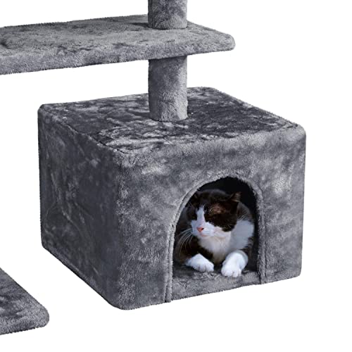 Yaheetech Multi-Level Cat Tree Cat Tower for Indoor Cats, Cat Condo with Scratching Posts, Cat Furniture Play Center, Plush Perch, Rotatable Cat Tree for Kittens/Large Cat, Dark Gray