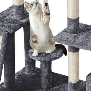 Yaheetech Multi-Level Cat Tree Cat Tower for Indoor Cats, Cat Condo with Scratching Posts, Cat Furniture Play Center, Plush Perch, Rotatable Cat Tree for Kittens/Large Cat, Dark Gray