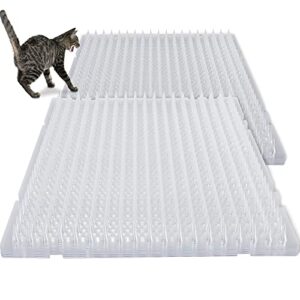 12 pieces 16 x 13 inches cat repellent outdoor scat mat cats dogs plastic mats with spikes clear spiked deterrent pet mat for outdoor garden window sofa, 18.3 square feet