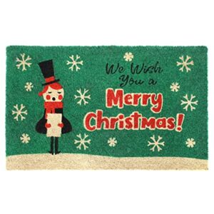 rugsmith green machine tufted holiday we wish you a merry caroler area rug, 18" x 30"