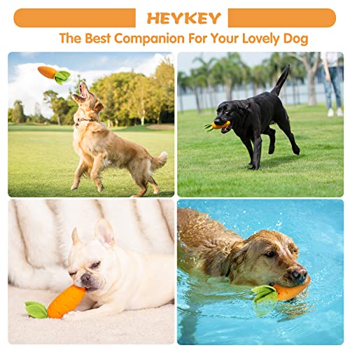 HEYKEY Squeaky Dog Chew Toys for Aggressive Chewers, Indestructible Dog Toys for Aggressive Chewers, Tough Durable Teeth-Cleaning Rubber Squeaky Dog Chew Toys for Puppy Medium Large Dogs, Milk Flavor