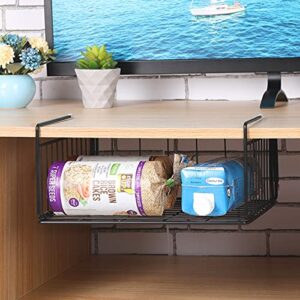 SUFAUY Steel 2-Pack Under Cabinet Shelf Basket Organizer, Metal Wire Rack Hanging Storage Baskets Holds up to 22lbs for Kitchen Pantry or Refrigerator, Black