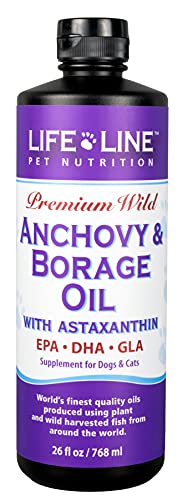 Life Line Pet Nutrition Wild Anchovy & Borage Oil - Premium Fish Oil Supplement for Dogs and Cats with Skin Sensitivites, 26 Fl Oz