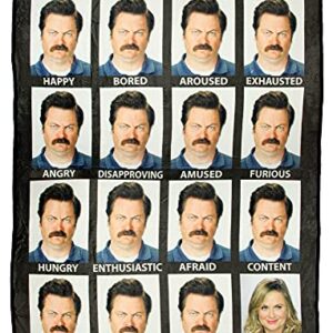 Parks And Recreation Moods and Faces of Super Soft Fleece Throw Blanket, Black, One Size