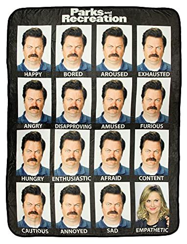 Parks And Recreation Moods and Faces of Super Soft Fleece Throw Blanket, Black, One Size