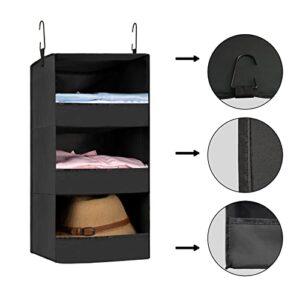 DonYeco 3-Shelf Hanging Closet Organizers and Storage, Collapsible Closet Storage Organizer, for RV Wardrobe Camp, Hanging Organizer for Shoes Toys Baby Clothes