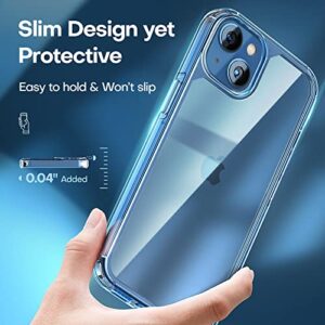 TAURI 5 in 1 Designed for iPhone 13 Case Crystal Clear, [Not-Yellowing] with 2X Tempered Glass Screen Protector + 2X Camera Lens Protector, [Military-Grade Drop Tested] Shockproof Slim Cover 6.1 inch