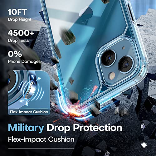 TAURI 5 in 1 Designed for iPhone 13 Case Crystal Clear, [Not-Yellowing] with 2X Tempered Glass Screen Protector + 2X Camera Lens Protector, [Military-Grade Drop Tested] Shockproof Slim Cover 6.1 inch