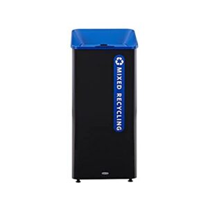 rubbermaid commercial products sustain mixed recycling trash can, 23-gallon, blue, indoor/outdoor garbage bin with nested lid for office/mall/school/stadium