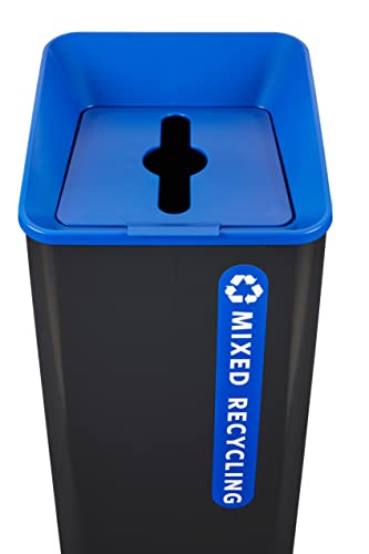 Rubbermaid Commercial Products Sustain Mixed Recycling Trash Can, 23-Gallon, Blue, Indoor/Outdoor Garbage Bin with Nested Lid for Office/Mall/School/Stadium