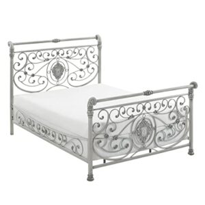 hillsdale mercer metal queen sleigh bed brushed white