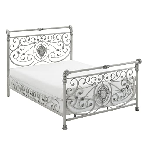 Hillsdale Mercer Metal Queen Sleigh Bed Brushed White