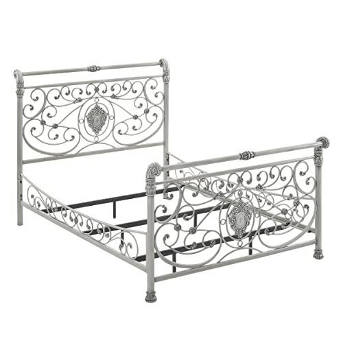 Hillsdale Mercer Metal Queen Sleigh Bed Brushed White