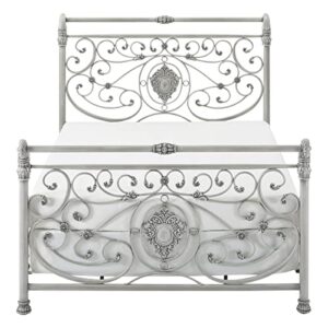 Hillsdale Mercer Metal Queen Sleigh Bed Brushed White