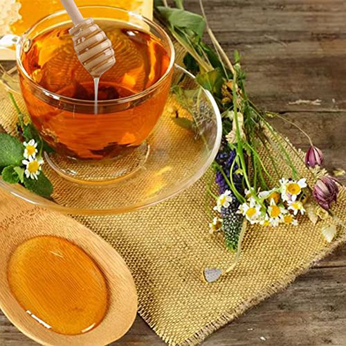 Ucheom Wooden Honey Dipper Sticks, 3Pcs Mini Honey Spoon for Honey Jar Dispense Mixing Stirrer