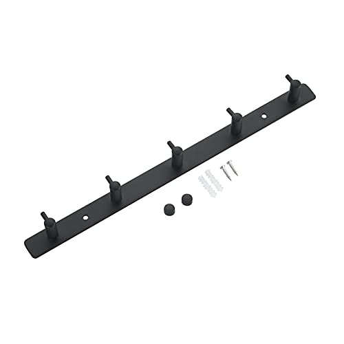 GemXuen Coat Rack for Hanging Coats Hats Towel Robes Bags,Heavy Duty Wall Hook for Entryway Bathroom Kitchen Office, Stainless Steel Out Door Coat Hook Black 5-Hooks