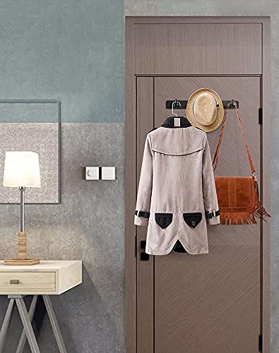 GemXuen Coat Rack for Hanging Coats Hats Towel Robes Bags,Heavy Duty Wall Hook for Entryway Bathroom Kitchen Office, Stainless Steel Out Door Coat Hook Black 5-Hooks