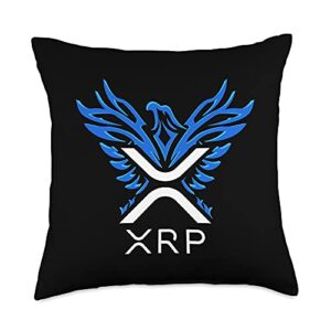 xrp crypto gifts & apparel cryptocurrency logo-rising phoenix-xrp throw pillow, 18x18, multicolor