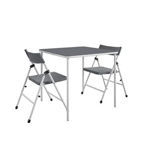 coscoproducts kid's 3-piece activity set, table and 2 folding chairs, pinch-free design, easy to clean, multi-purpose, easy to assemble, portable, great for snacking, homework, & games, grey