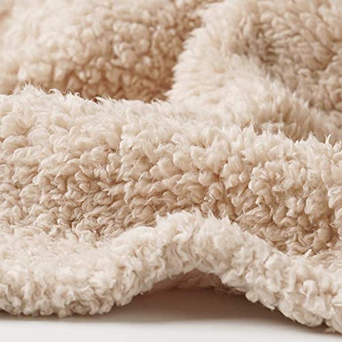 Premium Fleece Dog Blanket Soft Pet Sherpa Calming Blankets Throw for Dog Puppy Cat, Beige Small (20x30)