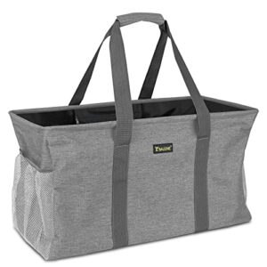 baleine extra large utility tote bag with wire frame for storage (light grey, 1-pack)
