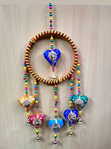 FIKIMOS Handmade Crafted Home Decoration Hanging Heart Shape Door Ornaments Shandler (Love Heart Ring)