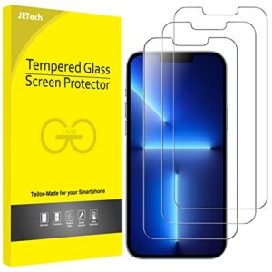jetech screen protector compatible with iphone 13 pro max 6.7-inch, tempered glass film, 3-pack
