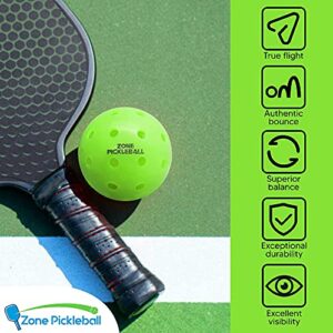 ZONE PICKLEBALL Neon Green Outdoor Pickleballs | USAPA Approved | 40 Holes | Durable | 6 Pack|