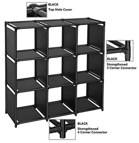 FIDUCIAL HOME 9 Cubes Storage Organizer, Sturdy Metal Frame, Black