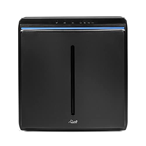 Rabbit Air A3 SPA-1000N Ultra Quiet HEPA Air Purifier, 6 stage filtration, Wall Mountable, For Large Rooms, Removes Airborne Allergens, Smoke, Dust, Mold, & VOCs (Black, Odor Remover Filter)