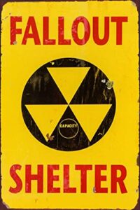 fallout shelter vintage look reproduction metal tin sign, garage decor man cave sign 8x12 inches