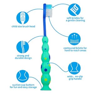 Lauwell Toddler Toothbrush Kids Manual Toothbrush Individually Wrapped Toothbrushes with Covers Suction Cup Toothbrush Lovely Soft Bristle Animal Toothbrush for Kids Sensitive Teeth (12 Pieces)
