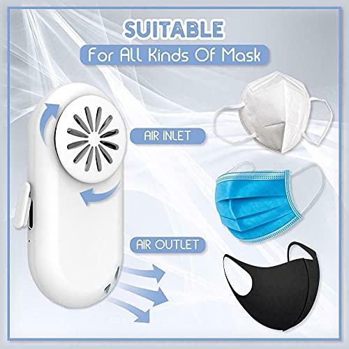 Personal Ionizer Air Purifier Wearable, Breathe Cooler Wearable Air Purifier, Wearable Clip-On Air Face Ma-sk Fan, USB Charging Bedroom Office Travel Air Purifier for Kids,Adults (White)