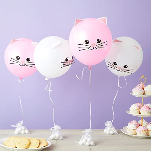 36 Pack Latex Balloons for Cat Birthday Party Supplies, Party Decorations (Pink, White, 12 In)