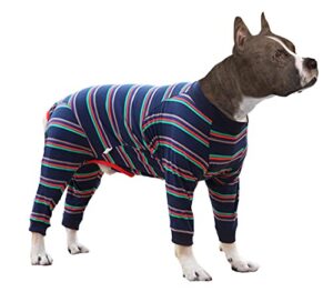 size xs to 3xl, 2 colors dog onesie long sleeve, full cover pet pajamas, dog plaid shirt, lightweight dog jumpsuit striped small