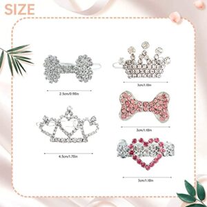 Dog Hair Bows Accessories Puppy Barrettes for Small Dogs Hair Girl Crystal Rhinestone Dog Hair Clips for Chihuahua Yorkie Shih Tzu Dog Tiara Dog Bows Grooming Pet Grooming Products 5 Pack (set of 5)