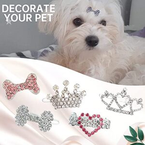 Dog Hair Bows Accessories Puppy Barrettes for Small Dogs Hair Girl Crystal Rhinestone Dog Hair Clips for Chihuahua Yorkie Shih Tzu Dog Tiara Dog Bows Grooming Pet Grooming Products 5 Pack (set of 5)