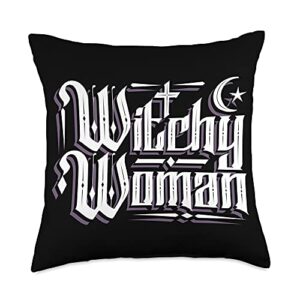 wiccan gifts pagan witchcraft tee witchy clothing witchy woman wicca moon throw pillow, 18x18, multicolor