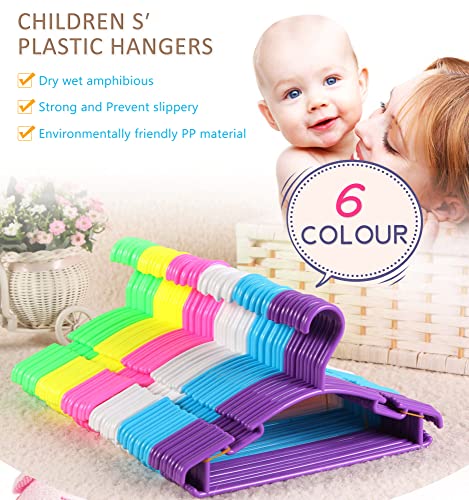 Baby Hangers 120 Pack Clothes Hangers Colorful Plastic Hangers Small Coat Hangers for Kids,Infant,Nursery,Toddler