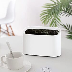 ciaovita small trash can mini plastic desk garbage can waste basket for kitchen bathroom office restroom living room, trash bin countertop little compact simple modern wastebasket 1.5 liter white